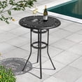 thumbnail image 3 of Nuu Garden Patio Bar Table with Vintage Hollow Tabletop and Umbrella Hole, Cast Aluminum Frame Bar Table Bistro Round Table, 32'' Bar Table for Balcony Backyard Poolside Garden, Black, 3 of 10