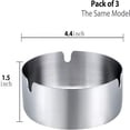 thumbnail image 4 of TENIRO Cigarettes Smoking Accessories,Tabletop Round Stainless Steel Ash Tray Set for Home,Hotel,Restaurant,Indoor,Outdoor (3 Pack,Silver), 4 of 8