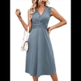 thumbnail image 1 of Vestido de Verano para Mujer, Cruzado, con Escote en V, Sin Mangas, Acampanado, Gris Pizarra, Talla L, 1 of 9