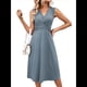 thumbnail image 1 of Vestido de Verano para Mujer, Cruzado, con Escote en V, Sin Mangas, Acampanado, Gris Pizarra, Talla L, 1 of 9