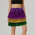 thumbnail image 4 of Carnival Tassel Skirt for Women Loose Color Block Sequins Mini Skirt Multicolor M, 4 of 7