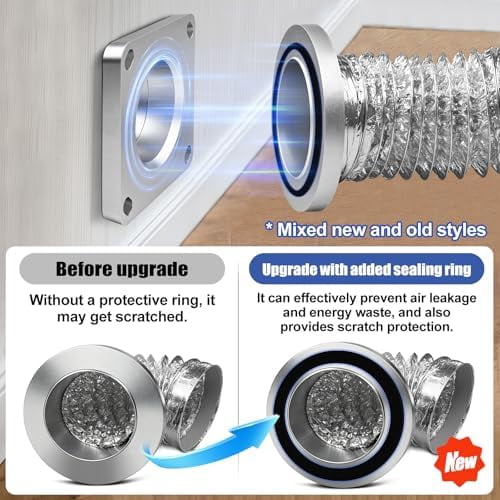 Magnetic Dryer Vent Coupler with 4 inch Hose，Magnetic Coupling for Connection and Disconnection,Magnetic Connector Kit Strong Self-connection(silver）