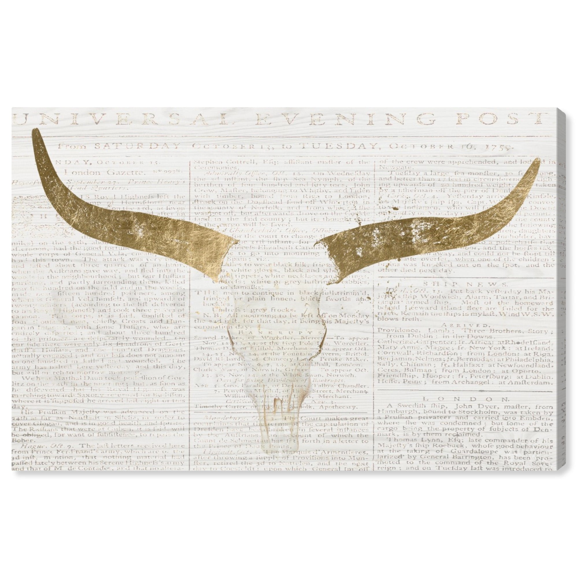Runway Avenue Animals Wall Art Canvas Prints 'Evening Desert Skull' Farm Animals - Gold, White Runway Avenue Animals Wall Art Canvas Prints 'Evening Desert Skull' Farm Animals - Gold, White