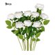 thumbnail image 2 of Matsuzay 9 piezas de flores artificiales de tela rosa cumpleaños regalos de boda fiesta en casa ramo de simulación elegante fotografía de Decoración Blanco, 2 of 6