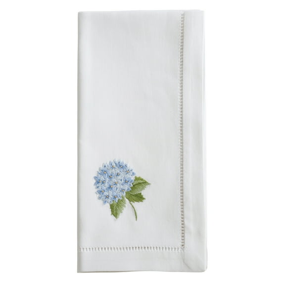 Saro Lifestyle Embroidered Blue Hydrangea Hemstitched Napkin (Set of 6)