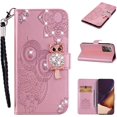 thumbnail image 7 of Samsung Galaxy Note 20 Ultra (Not Note 20) Case for Women, Glitter Bling Diamond PU Leather Wallet Phone Case with Wsrist String Flip Cover for Samsung Galaxy Note 20 Ultra Owl Rose Gold, 7 of 7