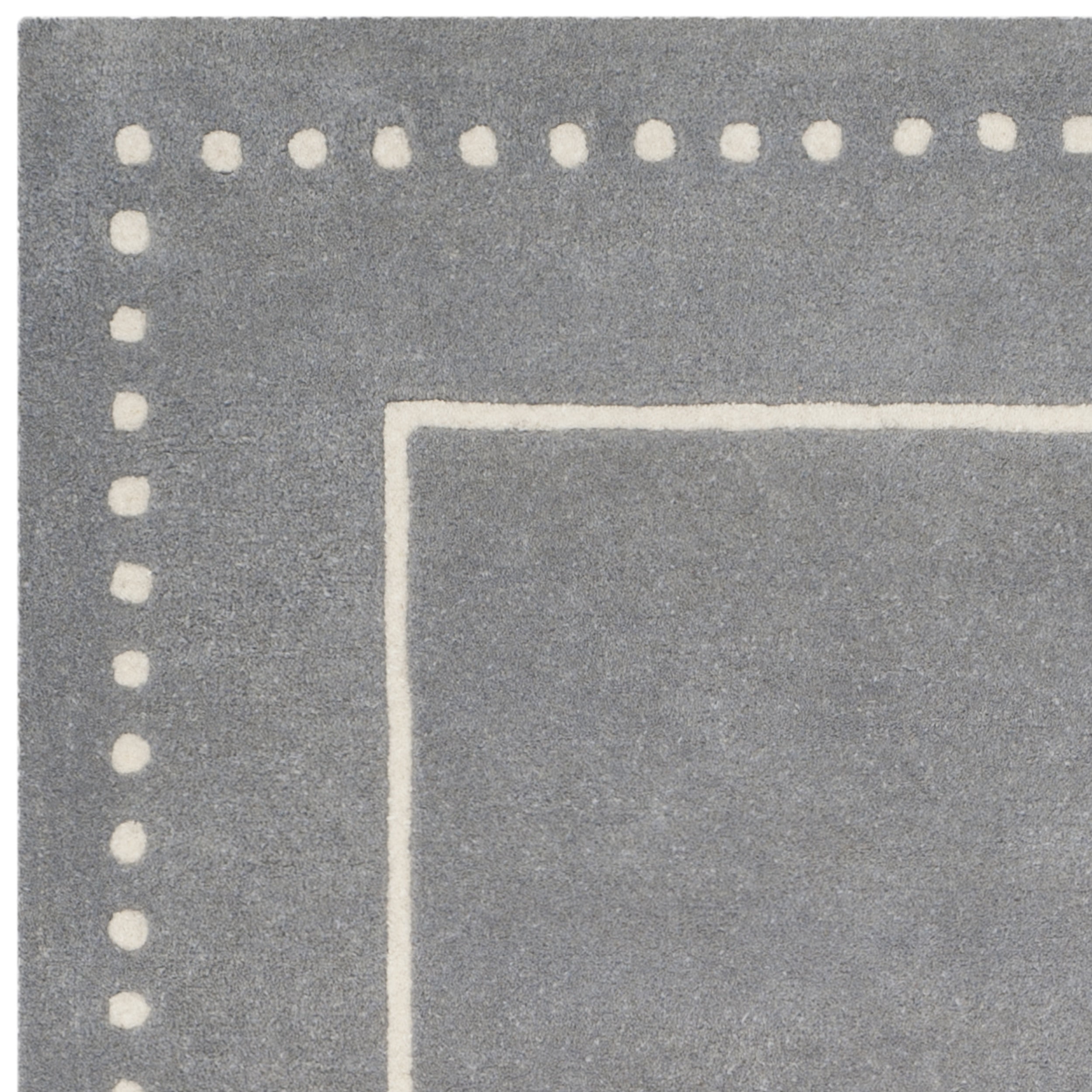 SAFAVIEH Bella Danita Plain Dotted Bordered Wool Area Rug, Silver/Ivory, 5' x 5' Square