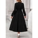 thumbnail image 5 of Vestido PRETTYGARDEN Maxi Negro con Manga Larga, Cuello en V y Cinturón Talla M, 5 of 8