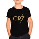 thumbnail image 1 of Camisa de algodón negro con estampado del logotipo CR7 de cuello polo para hombres y niños, 1 of 1
