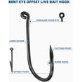 thumbnail image 4 of BLUEWING Bent Eye Offset Live Bait Hooks Fishing Hooks Cutting Point Hooks High Carbon Steel Hooks Extra Sharp Fish Hooks for Freshwater Saltwater Fishing, Size 2/0, 25pcs, 4 of 7