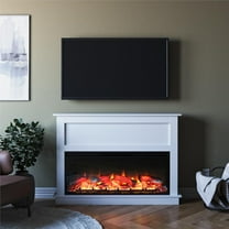 Ellsworth Wide Modern Electric Fireplace Insert with Mantel and Remote Control