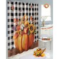 thumbnail image 4 of Fall Shower Curtain Harvest Pumpkin Bathroom Curtains with Hooks, Waterproof Fabric Bird Maple Leaves Sunflower Black Buffalo Plaid Thanksgiving Bath Shower Curtains Set for Bathroom Bathtubs 36x72, 4 of 7