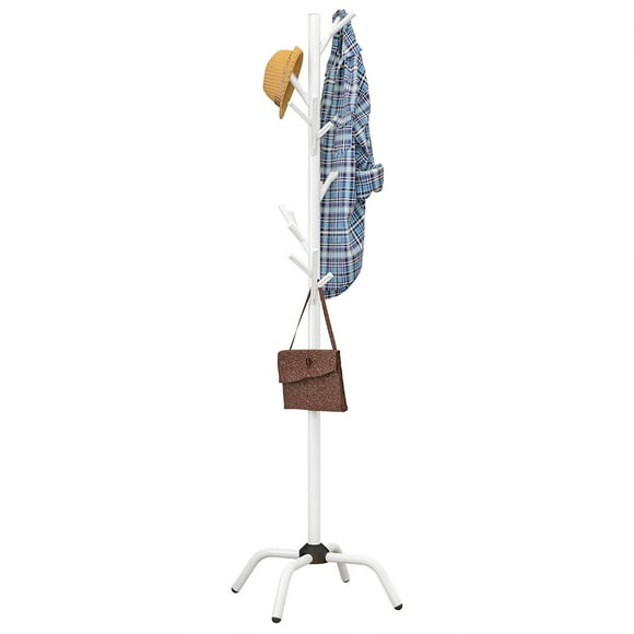 TFixol Coat Rack Clothes Tree Coatrack Hat Hanger Hallstand Clothes Hat Tree Rack Free Standing Simple Fashion Hat and Coat Stand with 6 Hooks 4 Feet Base for Kitchen Bathroom Bedroom Office