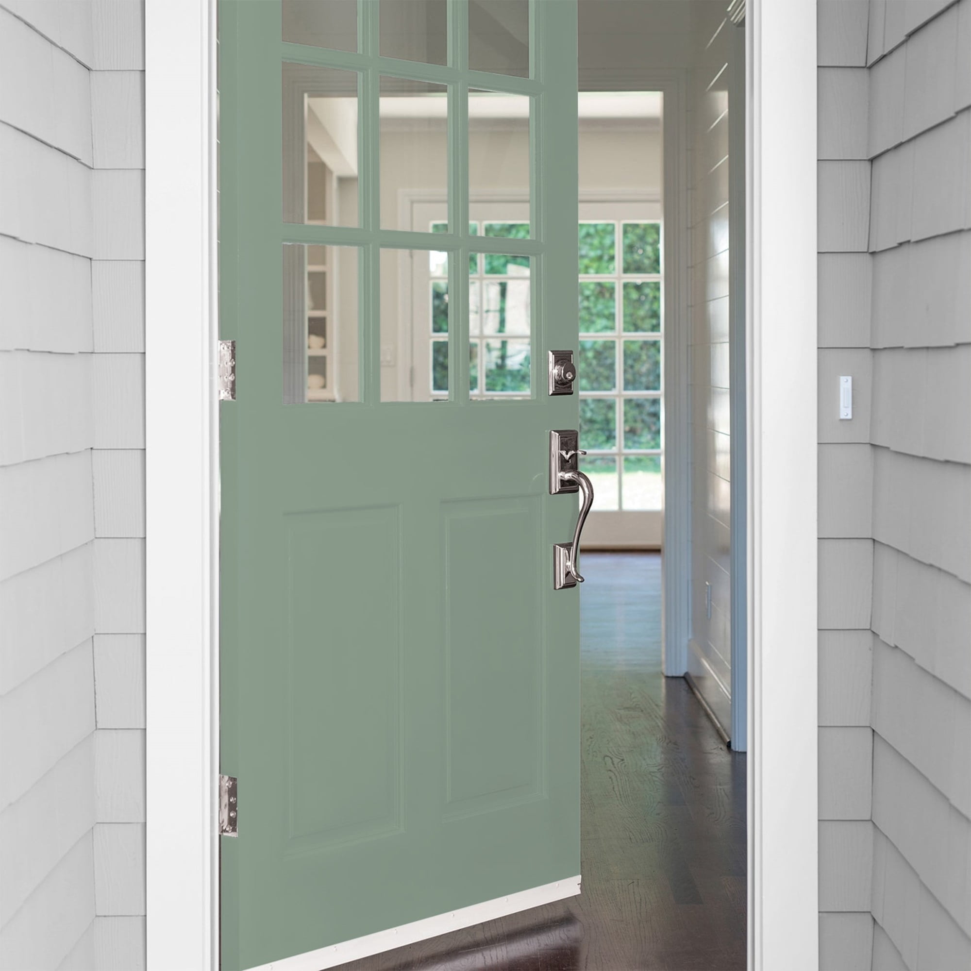 Glidden One Coat Birch Forest / Green Satin Exterior Paint with Primer, 1 Gallon