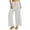 White, variant on WREESH Womens Cotton Linen Pants Casual Solid High Waist Loose Pocket Straight Buttons Long Pants White