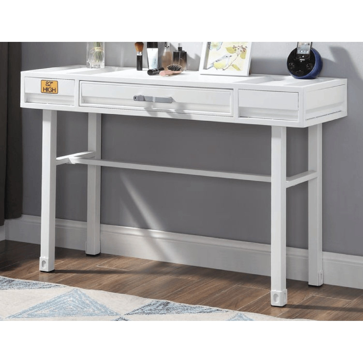 Industrial Metal Vanity Desk with Drawer, 47 in Writing Desk for Bedroom and Workspace, Iron Frame with Storage