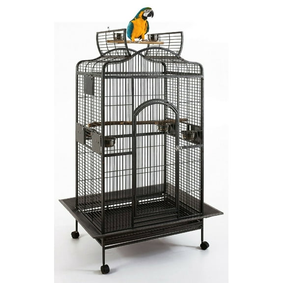 Extra Large 28" x 22" x 59"H Elegant and Durable Wrought Iron Open Play Top Stand Perch Rolling Parrot Bird Cage for Macaw Cockatoo Cockatiels African Grey Amazon Parrots Green Cheek Conures Caique