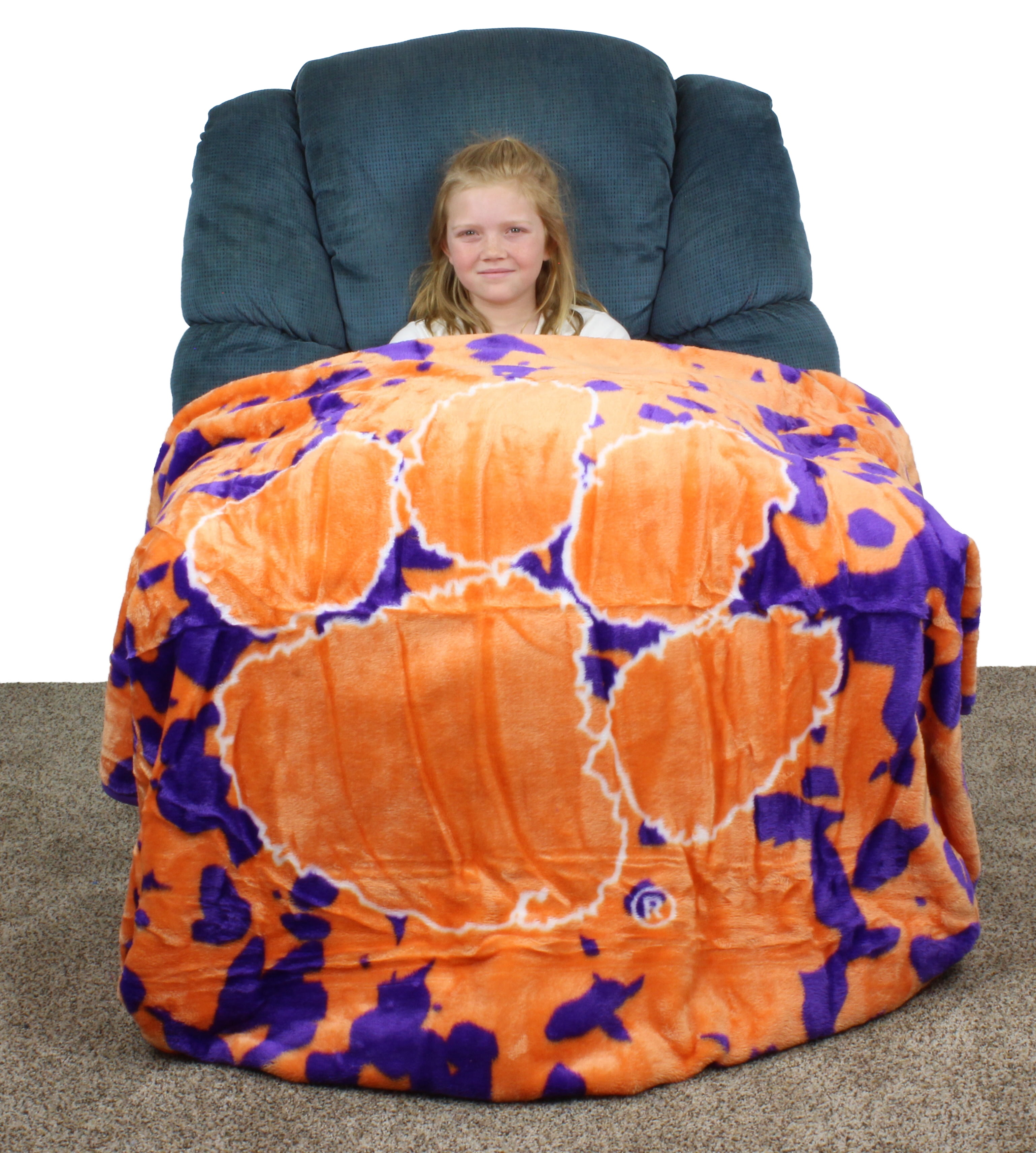 College Covers Clemson Tigers Huge Raschel Throw Blanket, Bedspread, 86" x 63"