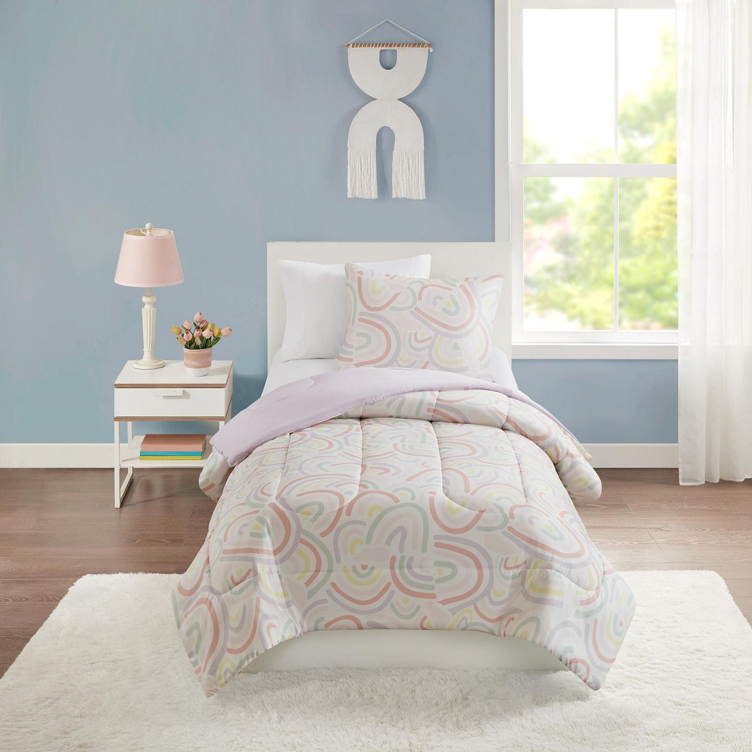 Mainstays Kids Rainbow Comforter Set, T, D/Q