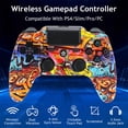 thumbnail image 2 of Wireless Controller Compatible with P4/P4 Slim/P4 Pro/Windows PC, Graffiti, 2 of 7