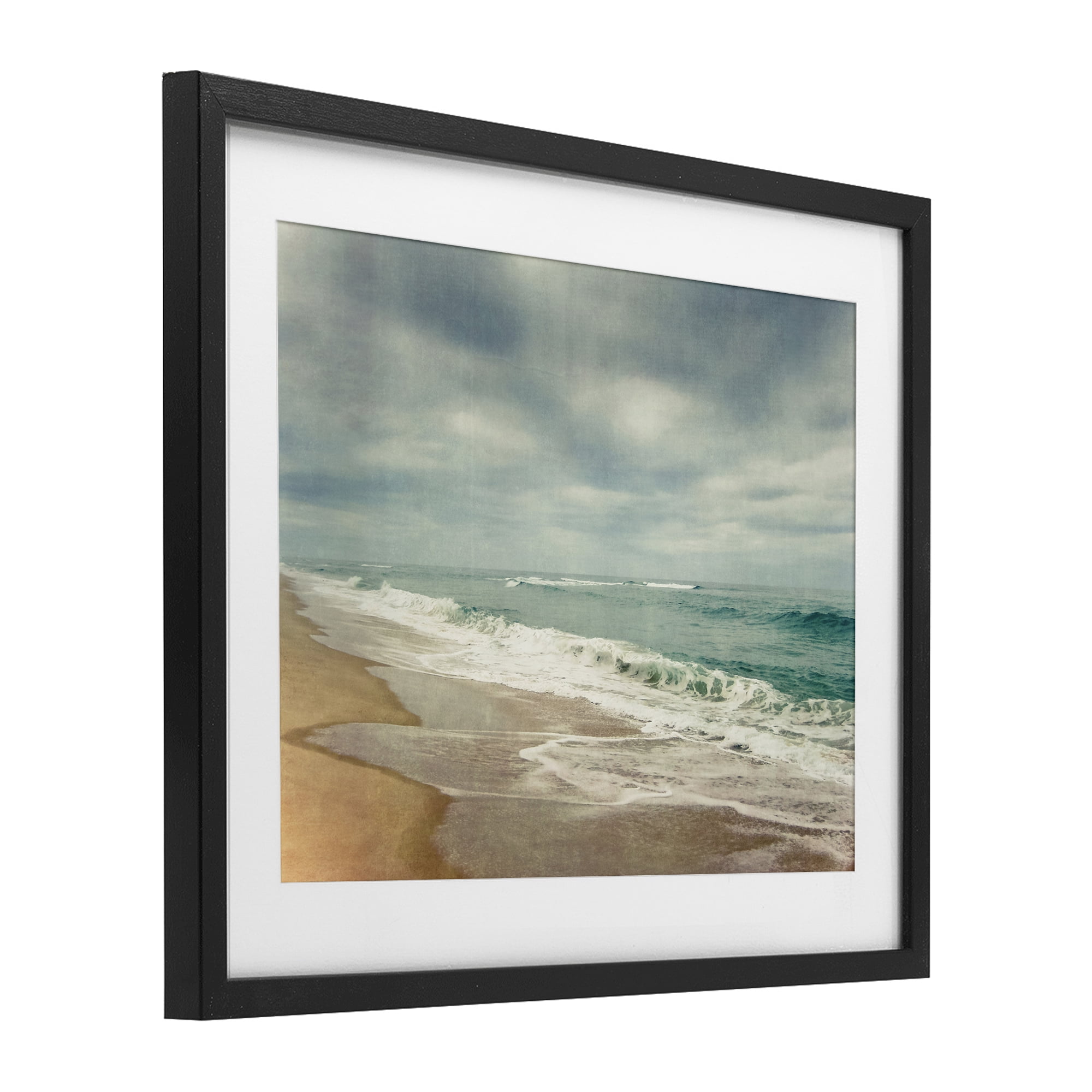 Stupell Industries Tranquil Waves Along Sandy Coast Black Framed Print Under Glass, design by Dirk Wüstenhagen