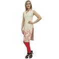 thumbnail image 1 of Bimba Women's Sleeveless Cream Floral Printed Tunic Designer Kurta Kurti-10, 1 of 5