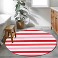 thumbnail image 3 of Round Rugs 3Ft, Red Pink Striped Round Area Rug Washable Indoor Throw Carpet, Farmhouse Stripes Simple Art Small Non Slip Circle Rug for Bedroom Living Room Home Decor Aesthetic, 3 of 8
