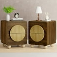 thumbnail image 3 of 23" Fluted Nightstands with Solid Wood Legs, Modern Style Walnut Bedside Table with Round Moon Handle & Storage, Mid Century Cute Night Stand for Bedroom, Side Table, End Table for Dorm, 3 of 9