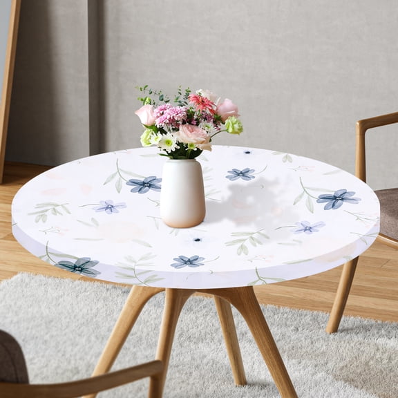 Tcwhniev Round Tablecloth for 40inch Diameter, Wipeable Polyester Table Cover, Elastic Edge, Decorative Table Cloths for Indoor or Outdoor