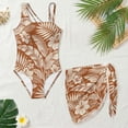 thumbnail image 4 of SEANATIVE Girls One-Piece Swimsuits with Mesh Cover-up Skirt One-Piece Bathing Suits Back Cutout Swimwear for Kids Teenagers, Size 7-8, Tropical Flower Leaf Orange Brown, 4 of 7