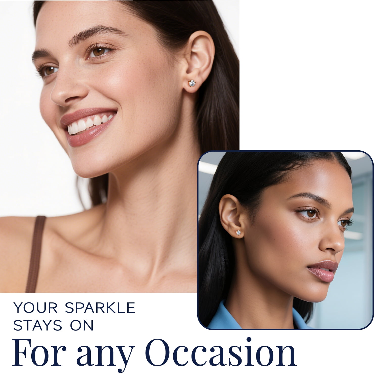 MomentWish Stud Earrings for Women, 14K Rose Gold Plated Moissanite Earrings Christmas Birthday Gift for Wife Mom Girlfriend