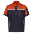 thumbnail image 5 of Doomiva Men Mechanic Uniform Shirt Contrast Color Short Sleeve Work Shirt Industrial T-shirts Orange&Navy Blue 175/XL, 5 of 7
