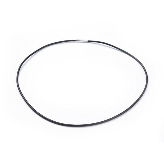 10pcs Rubber Necklace Cord with Brass Findings Black about 2mm in diameter 17 inch long