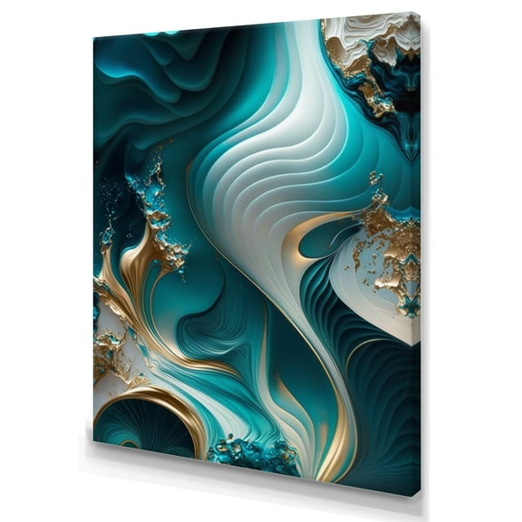 Designart Abstract Geode Turquoise II Canvas Wall Art