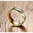 thumbnail image 2 of Wedding Rings Men & Women. 8mm Gray Tungsten Band w Yellow Gold Groove Line, 2 of 4