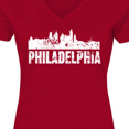 thumbnail image 4 of Inktastic Philadelphia Skyline Grunge Women's V-Neck T-Shirt, 4 of 5