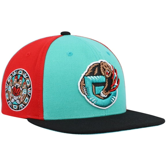 Men's Mitchell & Ness Turquoise/Black Vancouver Grizzlies Hardwood Classics On The Block Snapback Hat - OSFA