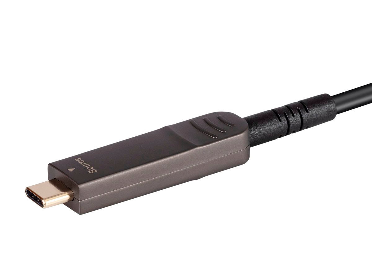 Monoprice USB 3.1 Type-C to HDMI Video Cable - 50 Feet - Black | 4K@60Hz, Fiber Optic, AOC, Transmits Up To 100 Feet, Gold Plated Connectors - SlimRun AV Series