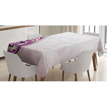 

Floral Tablecloth Ethnic Swirled Curved Petals Motif Arabesque Oriental Artful Design Rectangular Table Cover for Dining Room Kitchen 60 X 90 Inches Light Pink Fuchsia Plum by Ambesonne