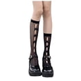 thumbnail image 1 of HBFAGFB Bas pour Femmes Mode Chaussettes Mi-Mollet Résille Fines avec Nœud Noir Taille Unique, 1 of 3
