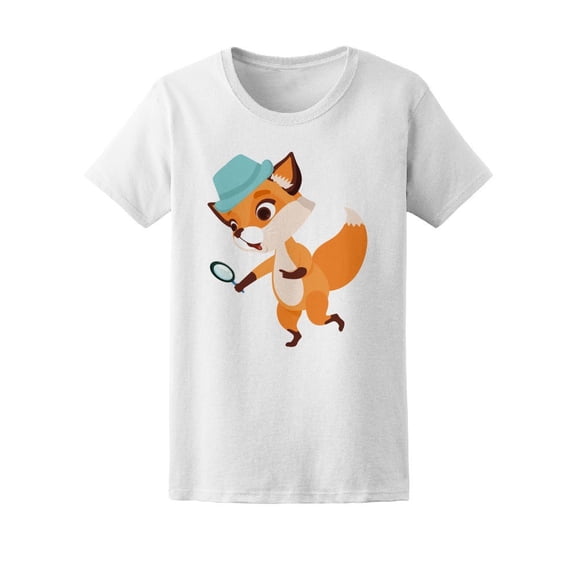 Cute Detective Cartoon Fox Tee Women's -Image by Shutterstock