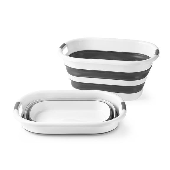 Around The Home Collapsible Laundry Baskets, Grey, Set Of 2