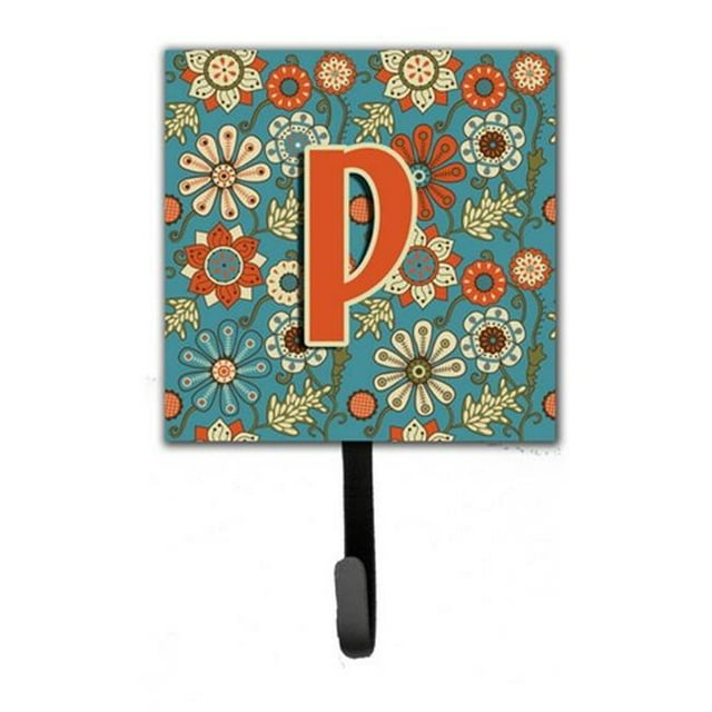 Carolines Treasures CJ2012-PSH4 Letter P Flowers Retro Blue Leash & Key Holder