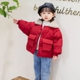 thumbnail image 4 of Godderr Boys Girls Winter Thicken Jackets Coats for Kids Toddler，1-6Y lapel Short Snow Jacket Baby Fleece Warm Cotton Outerwear, 4 of 7