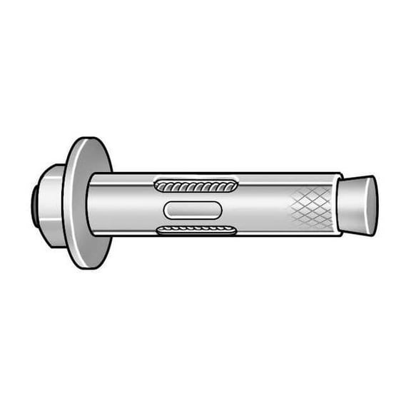 Dynabolt Sleeve Anchor, 1/2" Dia., 2-1/4" L, Carbon Steel Zinc Plated, 25 PK