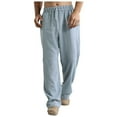 thumbnail image 1 of Men Spring and Summer Pant Casual All Solid Color Painting Loose Plus Size Trouser Fashion Beach Pockets Pant, 1 of 8