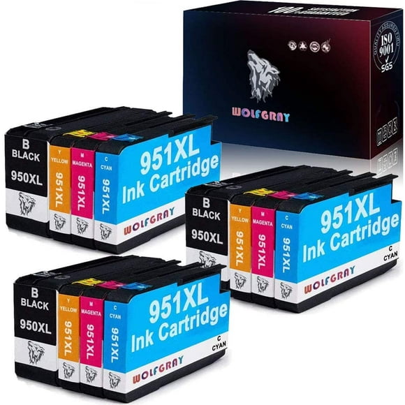 Wolfgray 950XL 951XL Compatibe Ink Cartridges Replacement for HP 950 951 XL (3BK 3C 3M 3Y) for HP Officejet Pro 8610