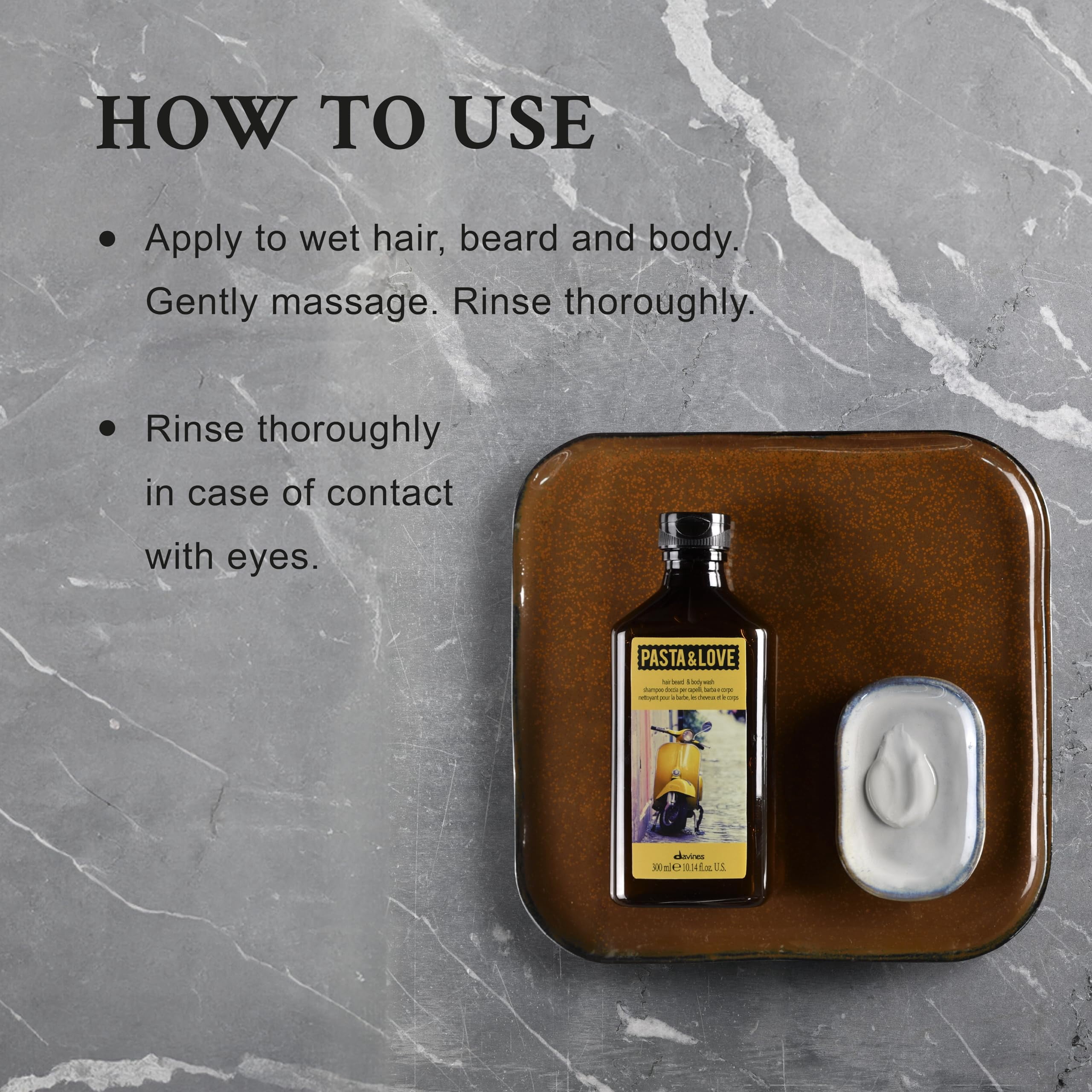 Davines Pasta & Love Men's 3-in-1 Hair, Beard & Body Wash to cleanse, condition and moisturize, 10.14 fl. Oz.