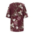thumbnail image 5 of Wycnly Womens Tops Dressy Casual Empire Waist Plus Size Swing Cold Shoulder Tunic Shirts Floral Print V-Neck Short Sleeve Summer BlouseWine XXXXXL, 5 of 5