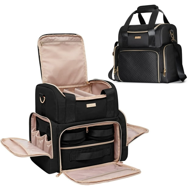 Bolsa de cosméticos Prokva grande con 3 fundas extraíbles de nailon negro